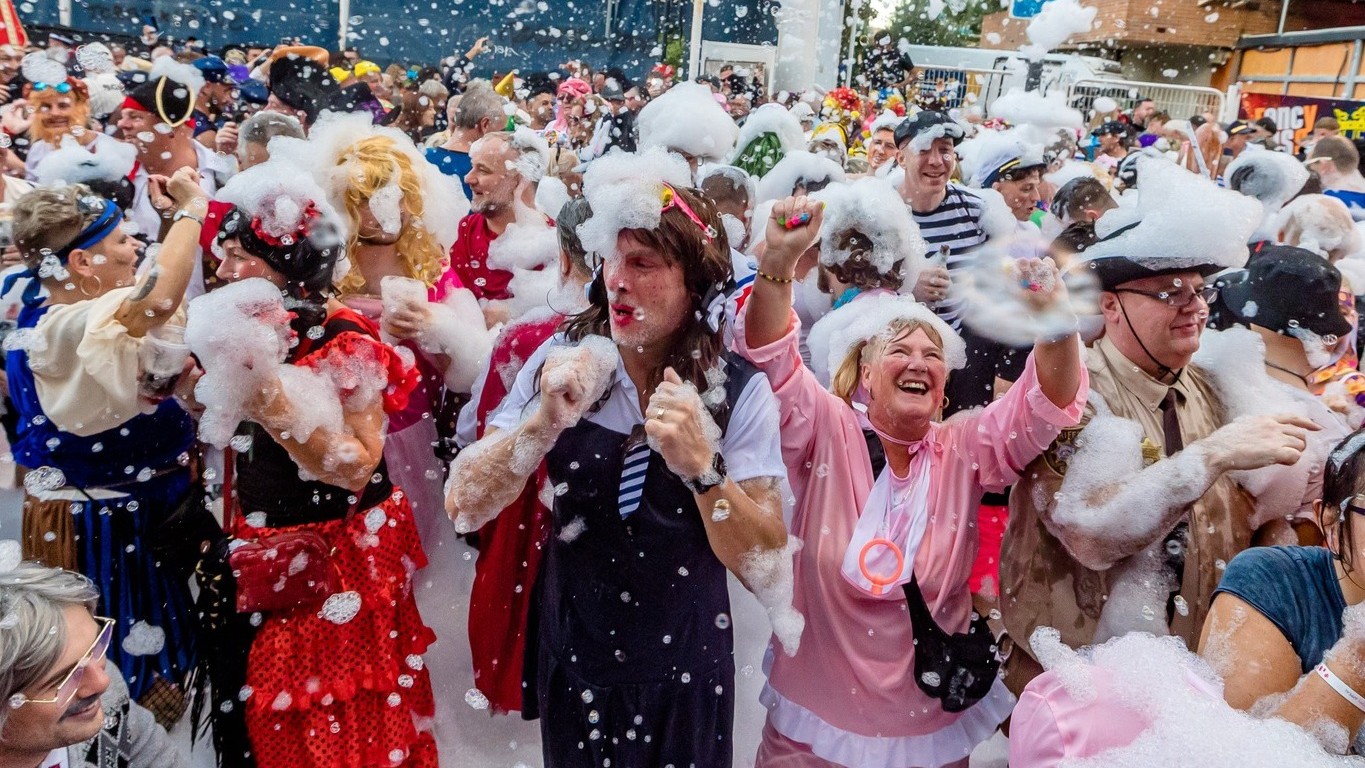 Crowds in fancy dress during Benidorm fiesta celebrations